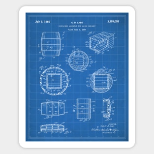 Whisky Barrel Patent - Whisky Art - Blueprint Sticker